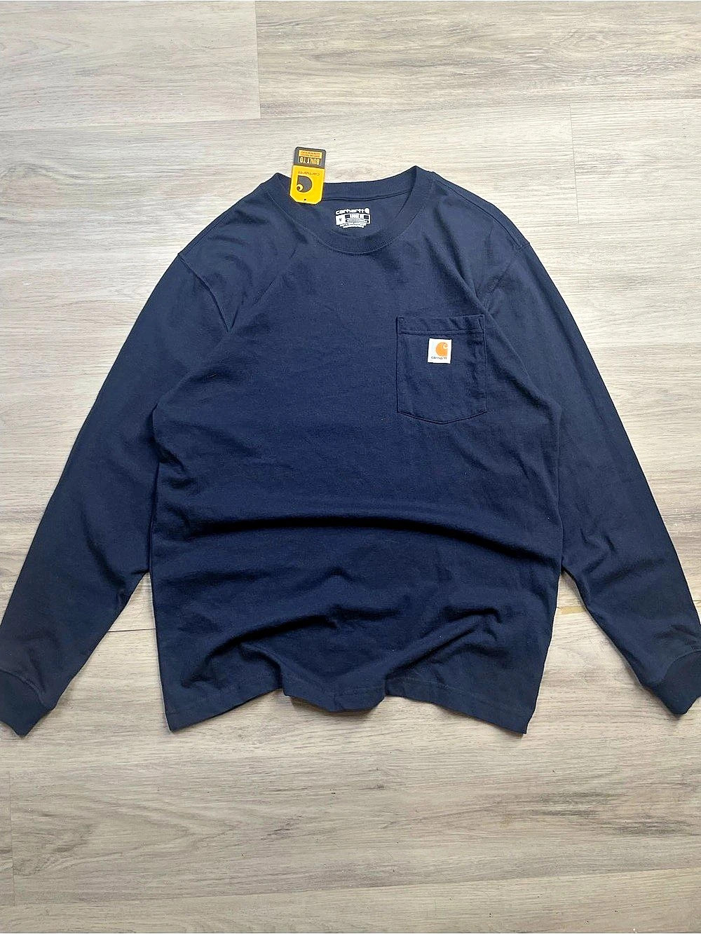 Carhartt Loose Fit Heavyweight Long-Sleeve Pocket T-Shirt Navy Medium